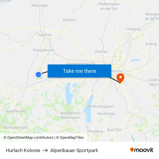 Hurlach Kolonie to Alpenbauer Sportpark map