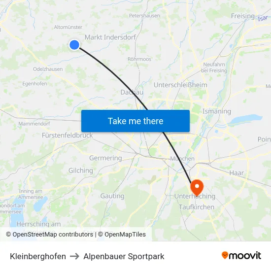 Kleinberghofen to Alpenbauer Sportpark map