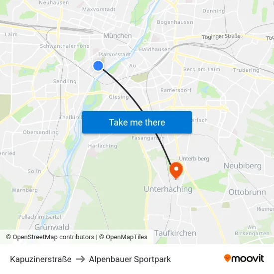 Kapuzinerstraße to Alpenbauer Sportpark map