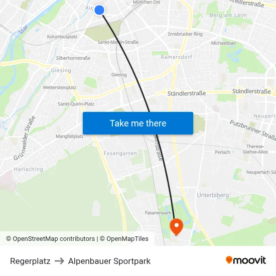 Regerplatz to Alpenbauer Sportpark map