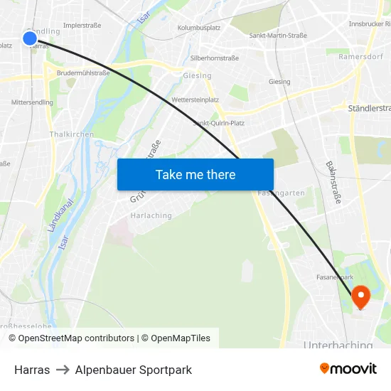 Harras to Alpenbauer Sportpark map