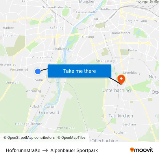 Hofbrunnstraße to Alpenbauer Sportpark map