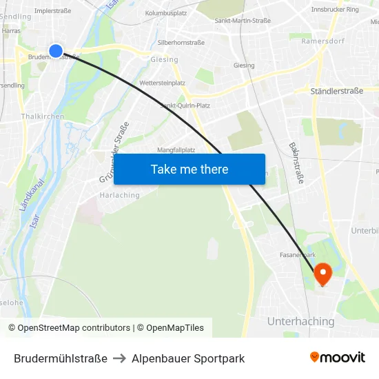 Brudermühlstraße to Alpenbauer Sportpark map