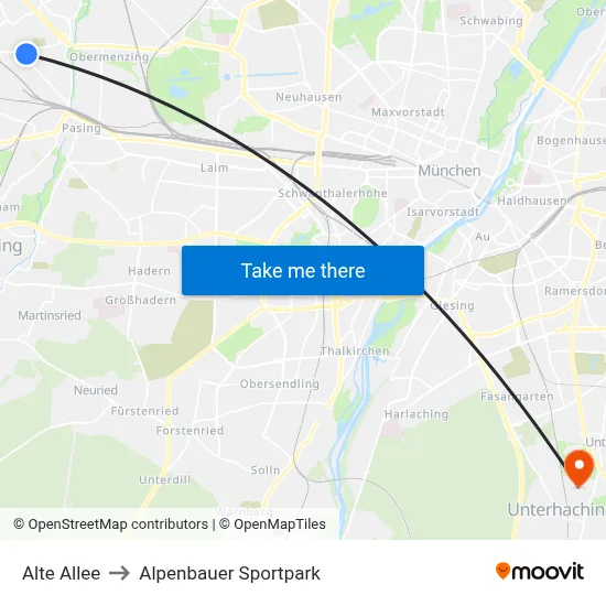 Alte Allee to Alpenbauer Sportpark map