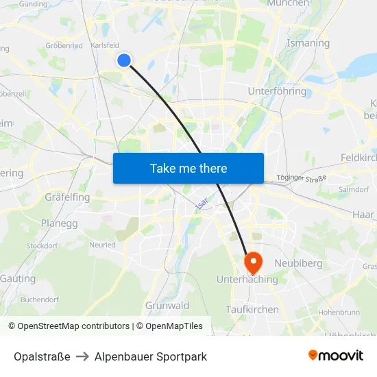 Opalstraße to Alpenbauer Sportpark map