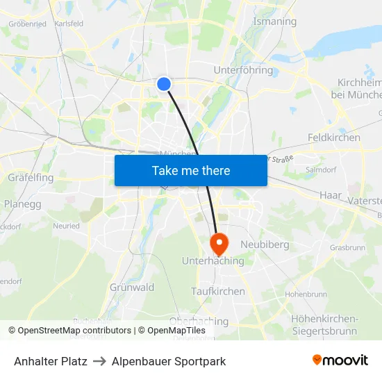 Anhalter Platz to Alpenbauer Sportpark map