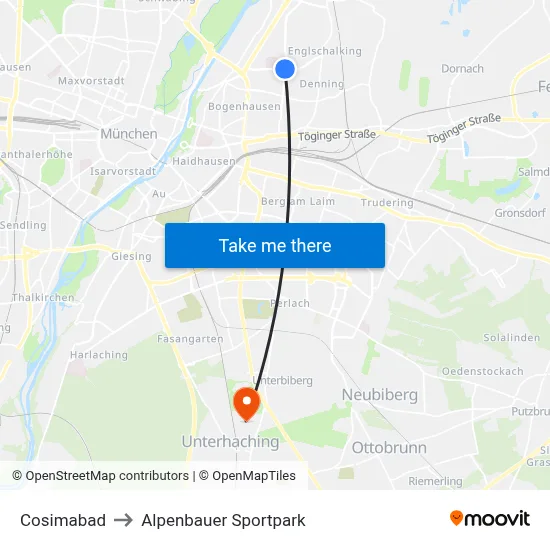 Cosimabad to Alpenbauer Sportpark map