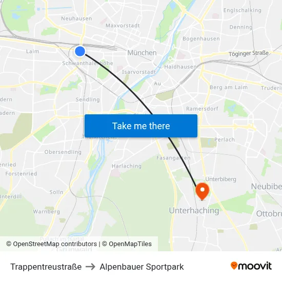 Trappentreustraße to Alpenbauer Sportpark map