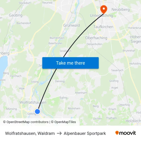 Wolfratshausen, Waldram to Alpenbauer Sportpark map