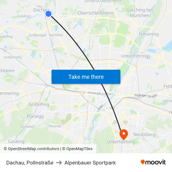Dachau, Pollnstraße to Alpenbauer Sportpark map