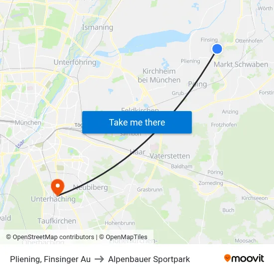 Pliening, Finsinger Au to Alpenbauer Sportpark map