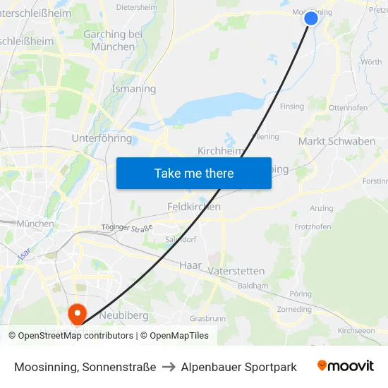 Moosinning, Sonnenstraße to Alpenbauer Sportpark map