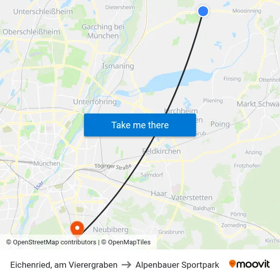 Eichenried, am Vierergraben to Alpenbauer Sportpark map