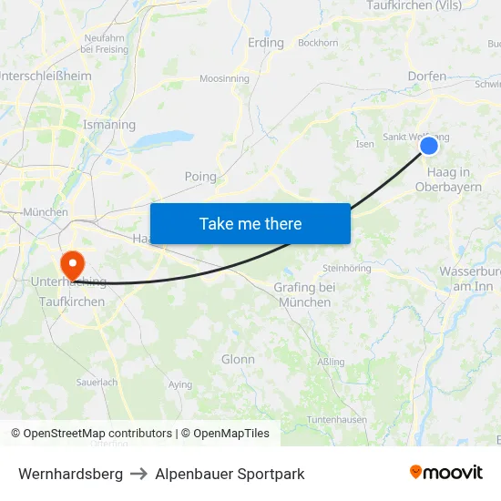 Wernhardsberg to Alpenbauer Sportpark map