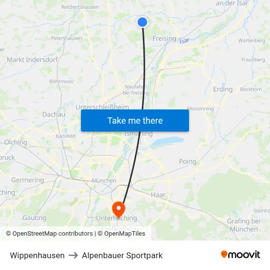 Wippenhausen to Alpenbauer Sportpark map