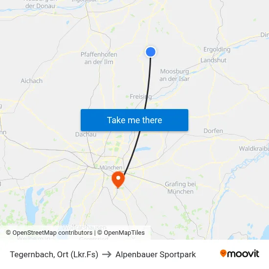 Tegernbach, Ort (Lkr.Fs) to Alpenbauer Sportpark map