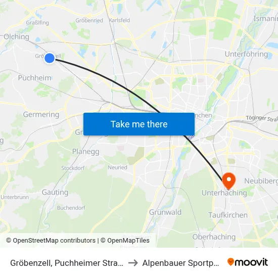 Gröbenzell, Puchheimer Straße to Alpenbauer Sportpark map