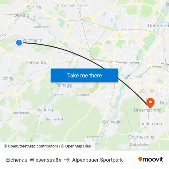 Eichenau, Wiesenstraße to Alpenbauer Sportpark map