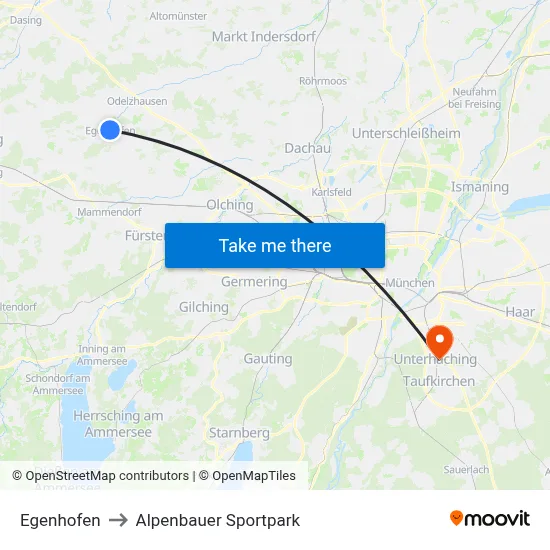 Egenhofen to Alpenbauer Sportpark map