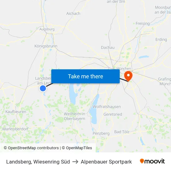 Landsberg, Wiesenring Süd to Alpenbauer Sportpark map