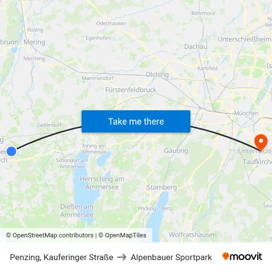 Penzing, Kauferinger Straße to Alpenbauer Sportpark map
