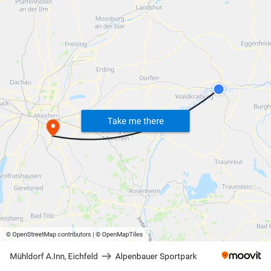 Mühldorf A.Inn, Eichfeld to Alpenbauer Sportpark map