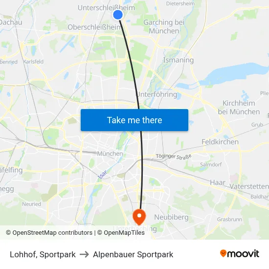 Lohhof, Sportpark to Alpenbauer Sportpark map