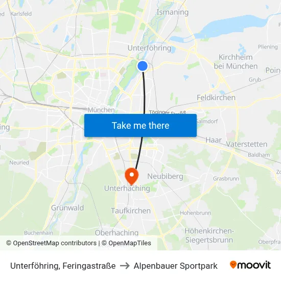 Unterföhring, Feringastraße to Alpenbauer Sportpark map