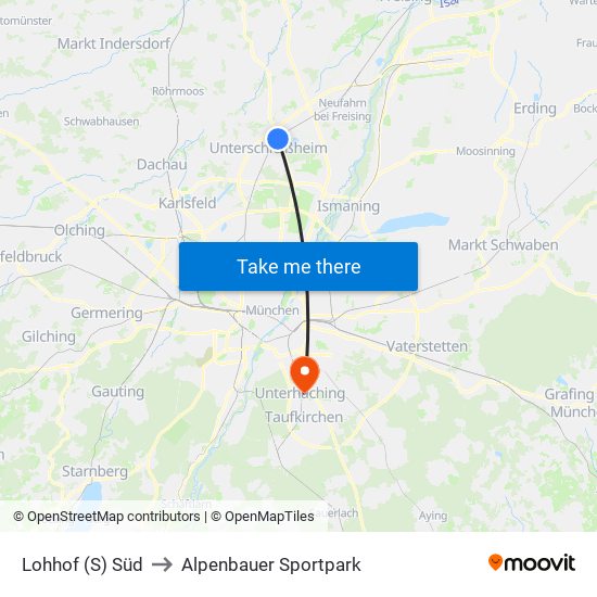Lohhof (S) Süd to Alpenbauer Sportpark map