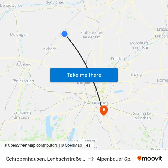 Schrobenhausen, Lenbachstraße (Stadtmitte) to Alpenbauer Sportpark map