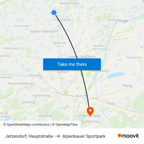 Jetzendorf, Hauptstraße to Alpenbauer Sportpark map