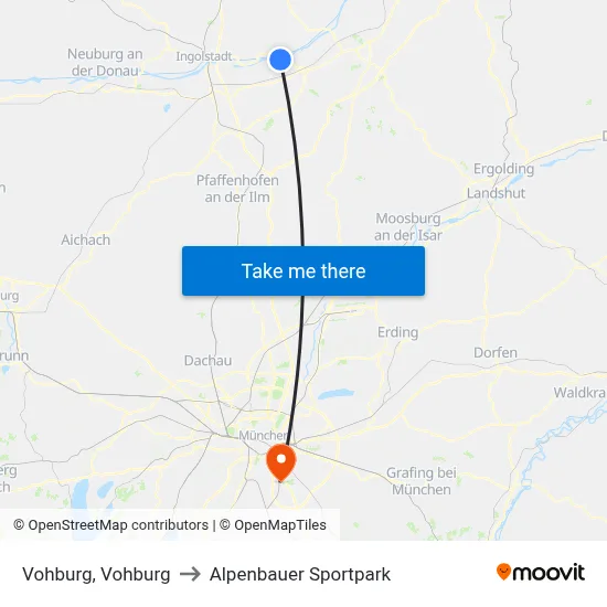 Vohburg, Vohburg to Alpenbauer Sportpark map