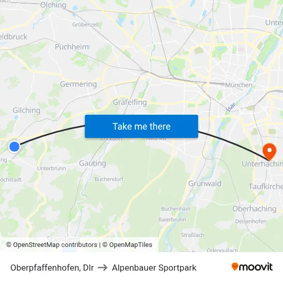 Oberpfaffenhofen, Dlr to Alpenbauer Sportpark map
