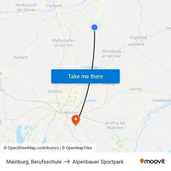 Mainburg, Berufsschule to Alpenbauer Sportpark map