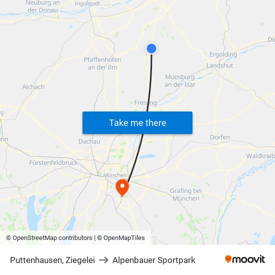 Puttenhausen, Ziegelei to Alpenbauer Sportpark map