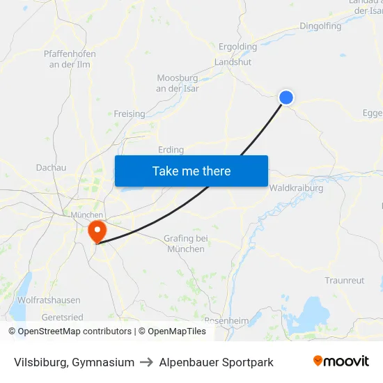 Vilsbiburg, Gymnasium to Alpenbauer Sportpark map