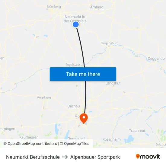 Neumarkt Berufsschule to Alpenbauer Sportpark map