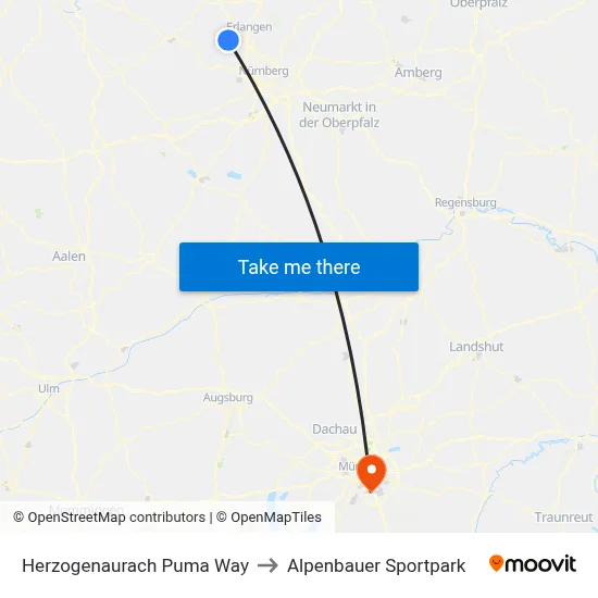 Herzogenaurach Puma Way to Alpenbauer Sportpark map