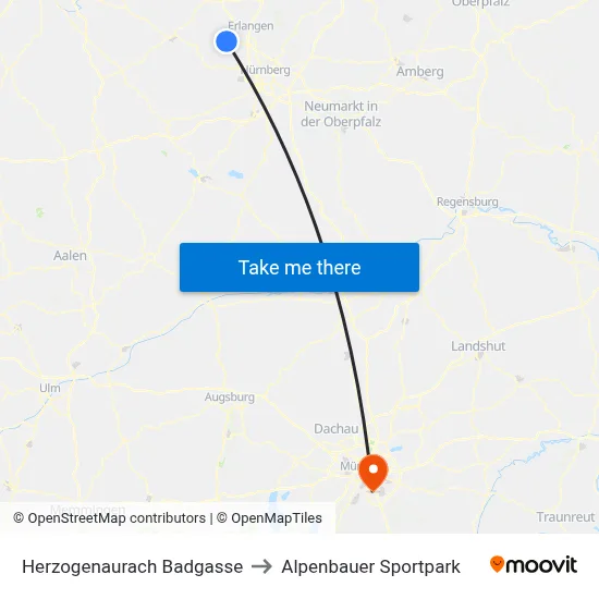 Herzogenaurach Badgasse to Alpenbauer Sportpark map