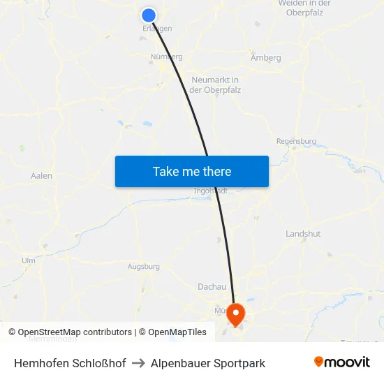 Hemhofen Schloßhof to Alpenbauer Sportpark map