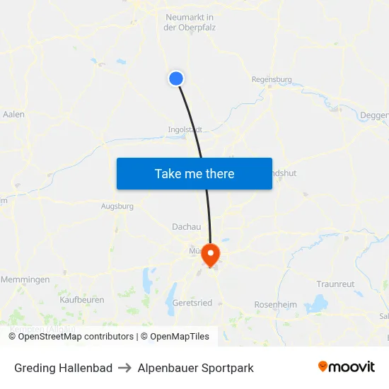 Greding Hallenbad to Alpenbauer Sportpark map