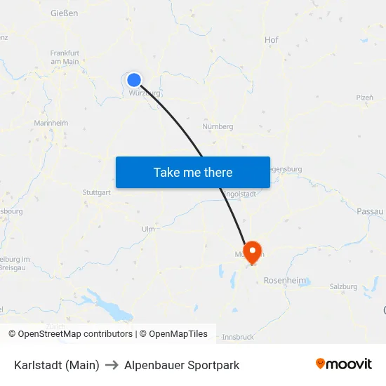 Karlstadt (Main) to Alpenbauer Sportpark map