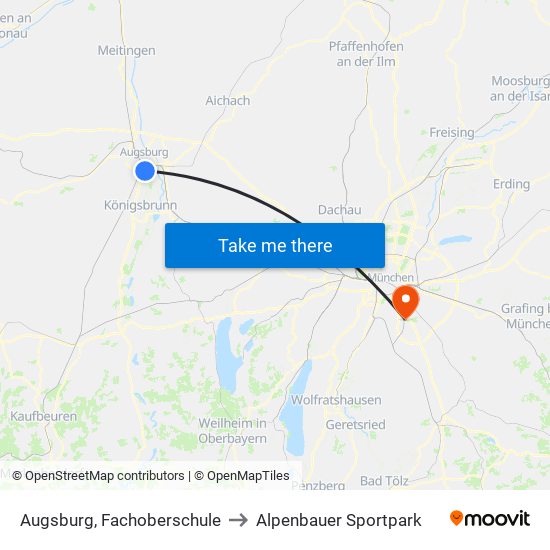 Augsburg, Fachoberschule to Alpenbauer Sportpark map