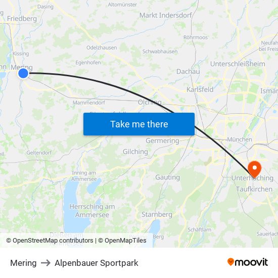 Mering to Alpenbauer Sportpark map