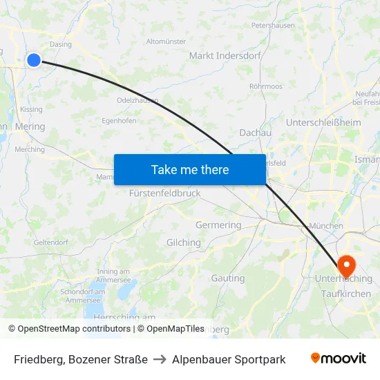 Friedberg, Bozener Straße to Alpenbauer Sportpark map