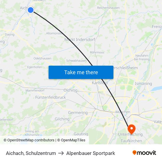 Aichach, Schulzentrum to Alpenbauer Sportpark map