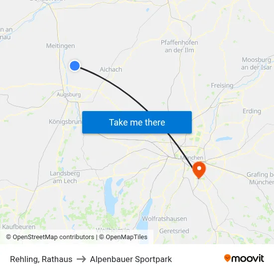 Rehling, Rathaus to Alpenbauer Sportpark map