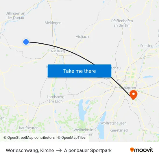 Wörleschwang, Kirche to Alpenbauer Sportpark map