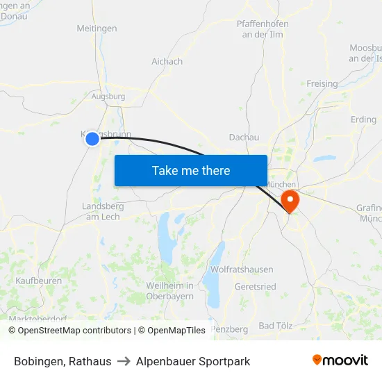 Bobingen, Rathaus to Alpenbauer Sportpark map
