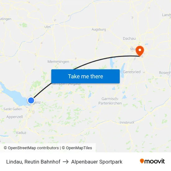 Lindau, Reutin Bahnhof to Alpenbauer Sportpark map